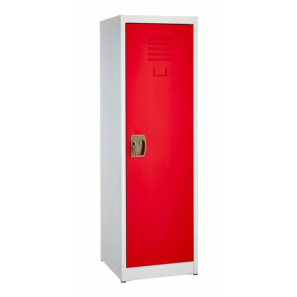 48in H X 15in W Steel Single Tier Locker In Red, 2PK